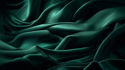green silk fabrics close-up texture, background. Luxury background design. AI generated. - obrazy, fototapety, plakaty
