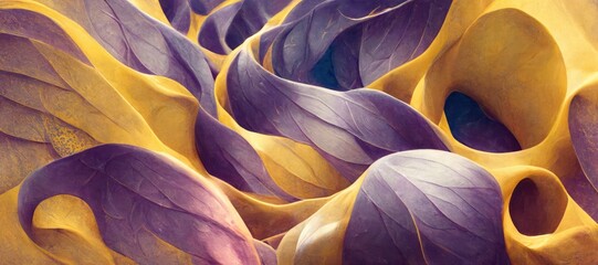 abstract purple and golden flowing fluidity pattern banner design generated ai