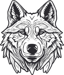 Black and white Vector Wolf vintage logo vector illustration.