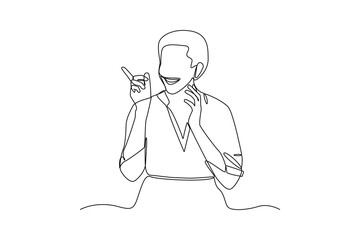 Continuous one line drawing man laughing happily. World laughter day concept. Single line draw design vector graphic illustration.