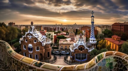 Fototapeta premium Basilica de la Sagrada Familia. Breathtaking travel destination place. Generative AI