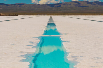 Pools for the extraction of lithium in Salinas Grandes, Jujuy, Argentina - obrazy, fototapety, plakaty