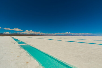 Pools for the extraction of lithium in Salinas Grandes, Jujuy, Argentina