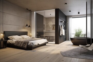  Bedroom with bathroom in a modern style 