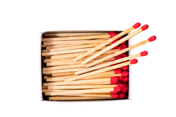 isolated box of match sticks over transparent background