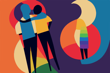 Captivating and diverse illustration of LGBT people, capturing the essence of hope and acceptance