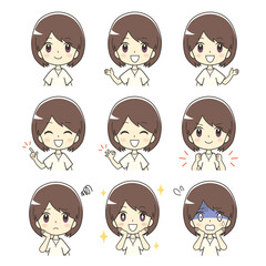 様々な表情の女性のイラスト