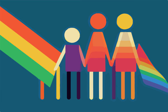 Vibrant vector design featuring LGBT individuals in a supportive environment