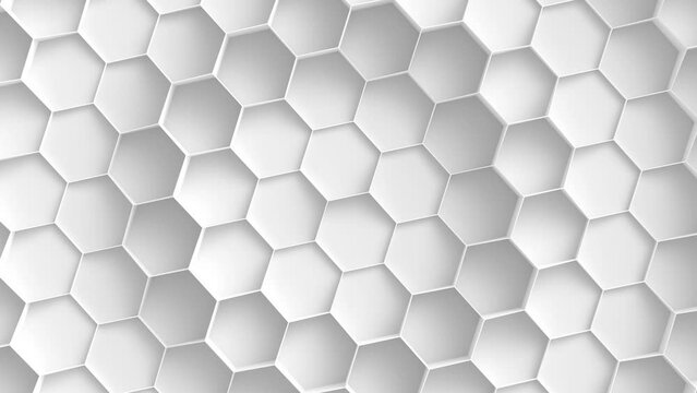 White hexagon background. Seamless looping animation
