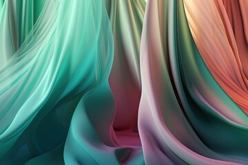 Generative AI background with ethereal satin curtains 