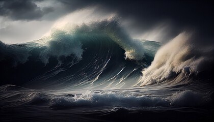 Sea wave during storm in atlantic ocean Ai generated image