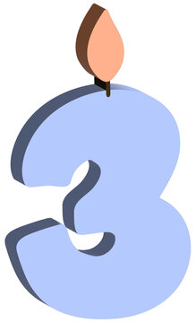 blue number three candle clip art preview