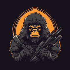Gorilla Soldier Logo. Generative AI
