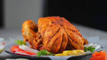 Pakistani cooked Chicken Roast. Chicken Chargha