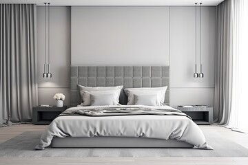 Fototapeta premium modern bedroom interior in gray tones bedroom mock up 