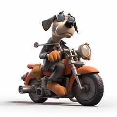 biker dog on a harley, cartoon style, generative ai