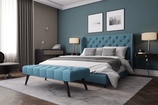 blue contemporary modern bedroom 