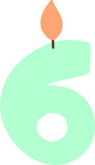 Green pastel colours festive number 6 with a candle