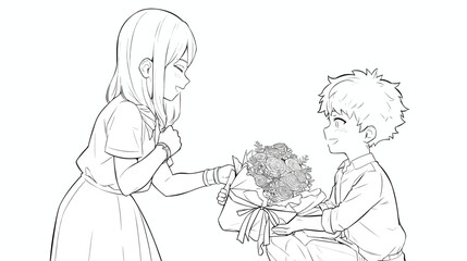 Girl giving gift to mom