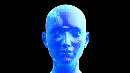 3d rendered illustration of the female head low poly style