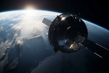 Obraz na płótnie Canvas Satellite Sputnik in orbit around Earth. Generative AI