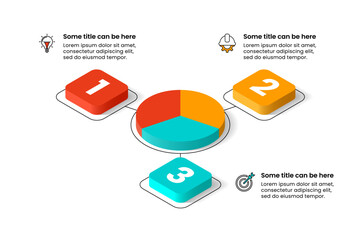 Infographic template. Isometric pie with 3 steps