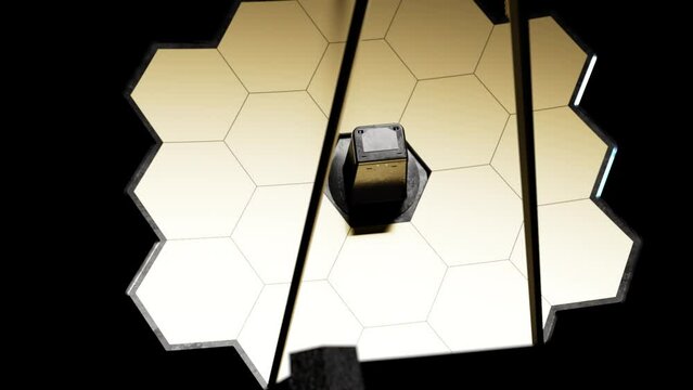 the James Webb space telescope in space. the video has an alpha channel