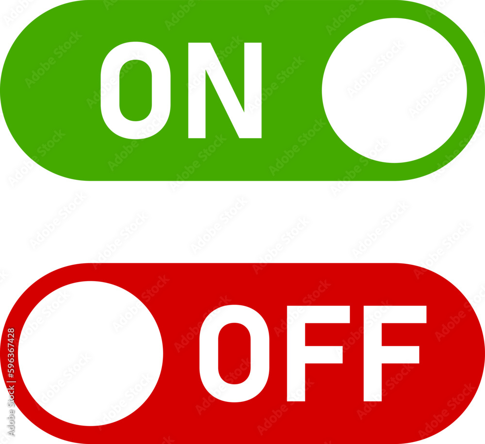 Poster green and red on off switch toggle button slider icon set. vector image.