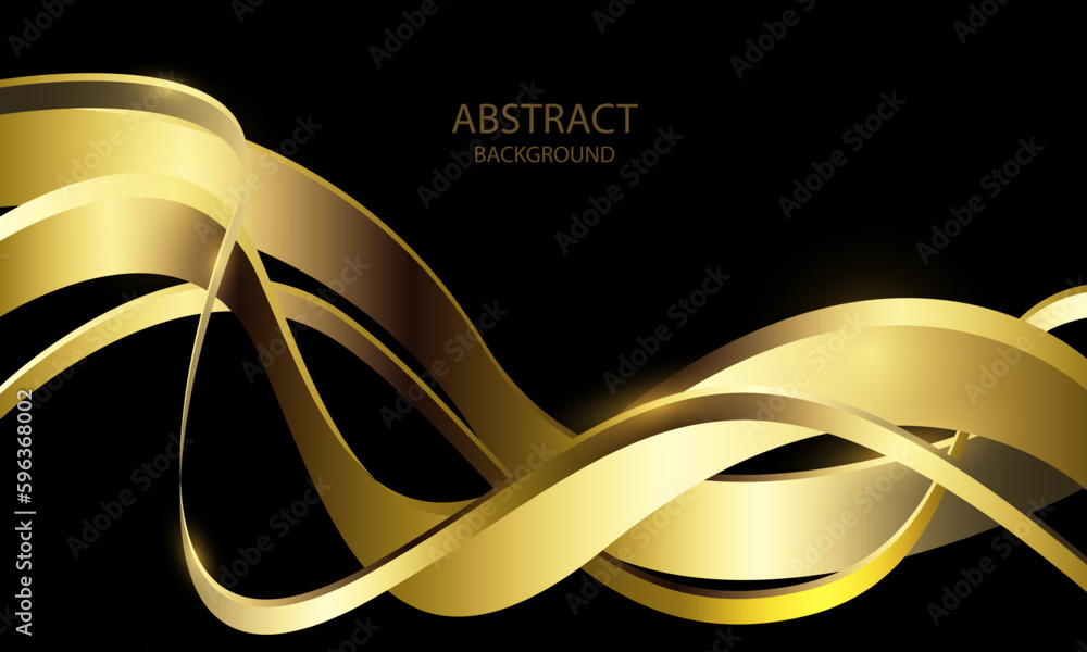 Poster abstract gold lines wave curve shiny effect on black design modern luxury futuristic background vect