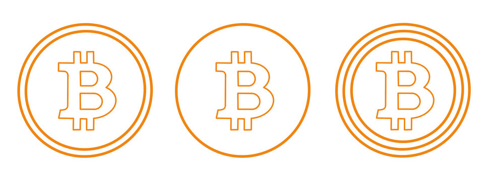 Crypto digital currency bitcoin logo bit coin symbol vector illustration set orange colour online money investing symbols transparent png