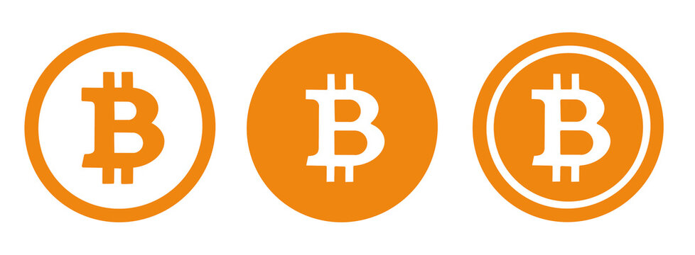 Crypto digital currency bitcoin logo bit coin symbol vector illustration set orange colour online money investing symbols transparent png