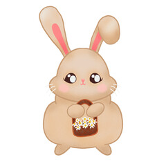 Obraz premium Easter Bunny Flower Basket