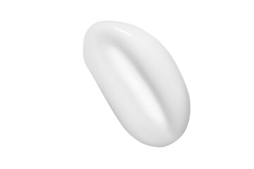 A drop of liquid smeared white cream on a white background. Isolated