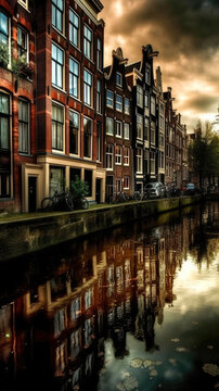 Amsterdam. Breathtaking travel destination place. Generative AI © piai