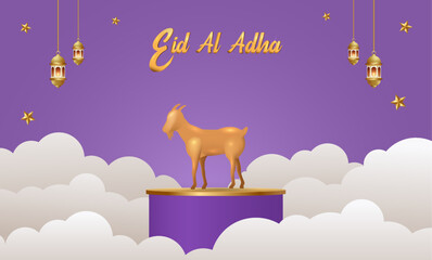 Eid Al Adha Mubarak the celebration of Muslim community festival background design.Vector Illustration. Purple background.