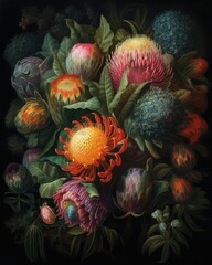 Floral artistic painting background, generative ai