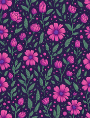 purple flowers seamless patterns Generative AI