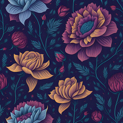 beautiful colorful flower patterns Generative AI