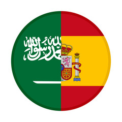 Fototapeta premium round icon with saudi arabia and spain flags. vector illustration isolated on white background