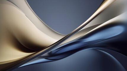 abstract background with smooth lines in blue and beige color Generative ai