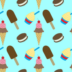ice cream summer seamless pattern 