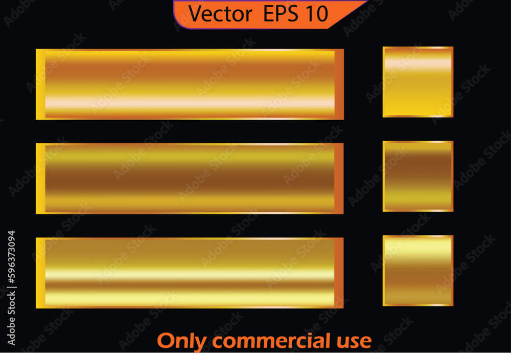 Wall mural blank elegant golden buttons. set of gold buttons and sliders, web golden icons. gradient mesh. vect