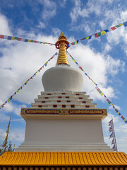 white stupa in the monastery of Graus, Spain.