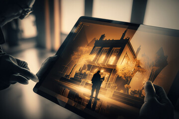 Big data technology and data science. Data scientist querying, analyzing and visualizing complex data set on virtual screen. 