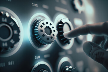 Big data technology and data science. Data scientist querying, analyzing and visualizing complex data set on virtual screen. 