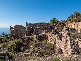 Fototapeta na wymiar Ancient city of Syedra, located on the slope of the Taurus Mountains, Mediterranean coast, South Turkey