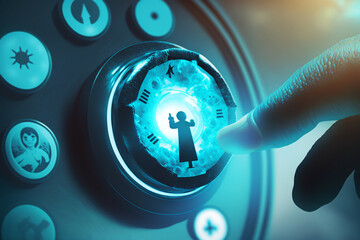 Big data technology and data science. Data scientist querying, analyzing and visualizing complex data set on virtual screen. 