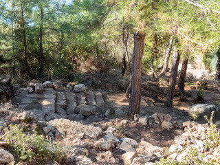 A stone staircase in the ancient city of Syedra, Mediterranean coast, South Turkey