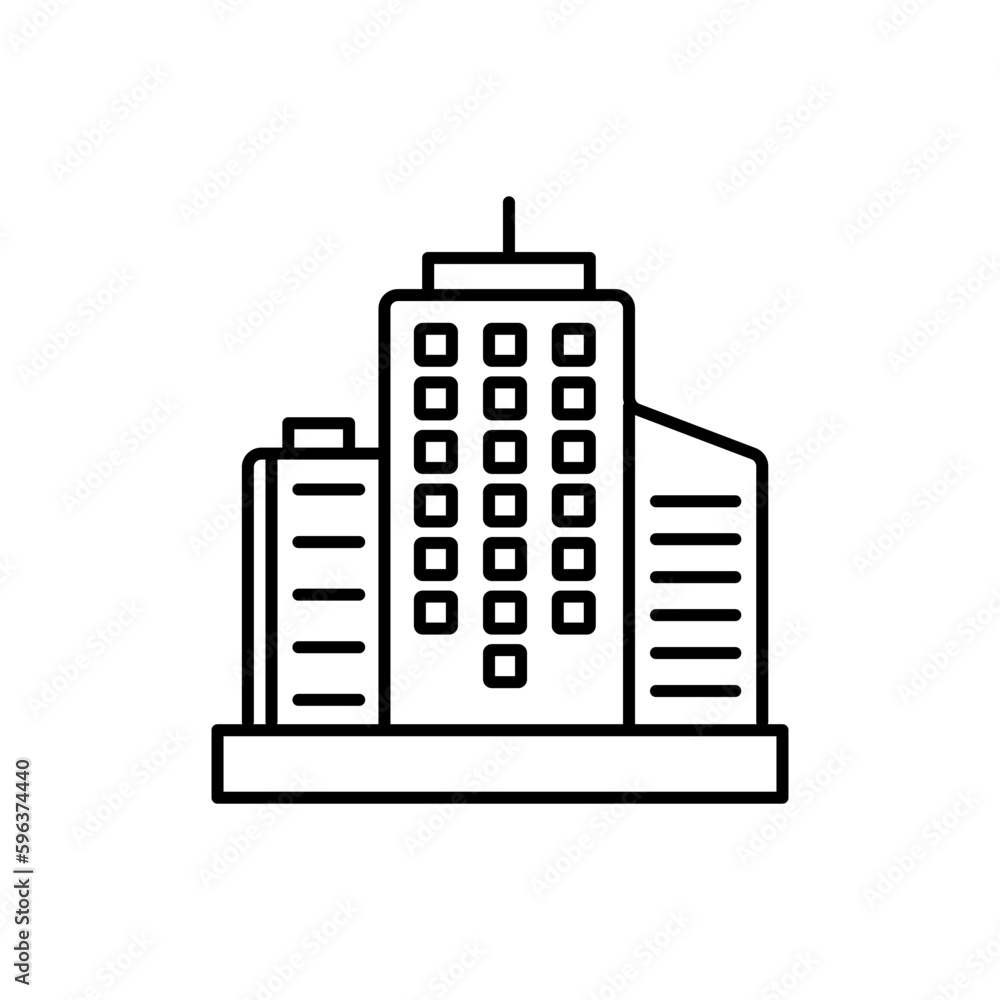 Poster building line icon vector logo template in trendy style