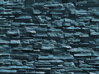Blue stone decorative wall texture background exterior design.